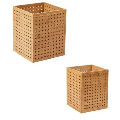 Mind Reader Lattice Collection Bamboo Wastepaper Basket Set, 1.9 and 2.6 Gallon, Brown (2LATGARB-BRN)