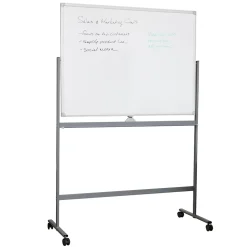 Mind Reader Mobile Double-Sided Dry-Erase Whiteboard, Aluminum Frame, 47" x 35.5" (ROLLBOARD-WHT)