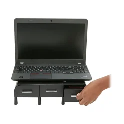 Mind Reader Monitor Stand and Desktop Organizer with 3 Storage Drawers, Black (MONSTA3D-BLK)