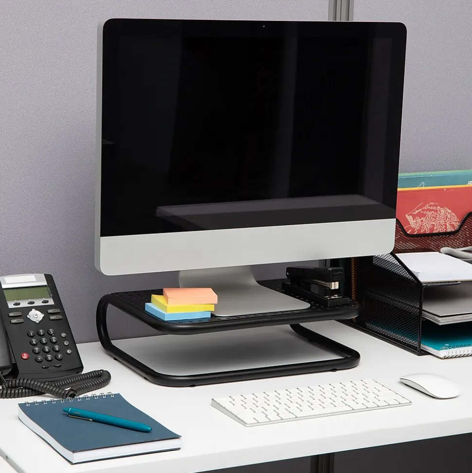 Mind Reader Monitor Stand and Ventilated Desktop Organizer, Black, 2/Pack (2CHORDMON-BLK)