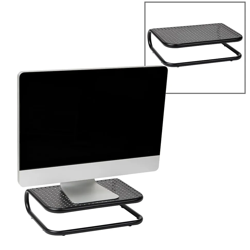 Mind Reader Monitor Stand and Ventilated Desktop Organizer, Black, 2/Pack (2CHORDMON-BLK)