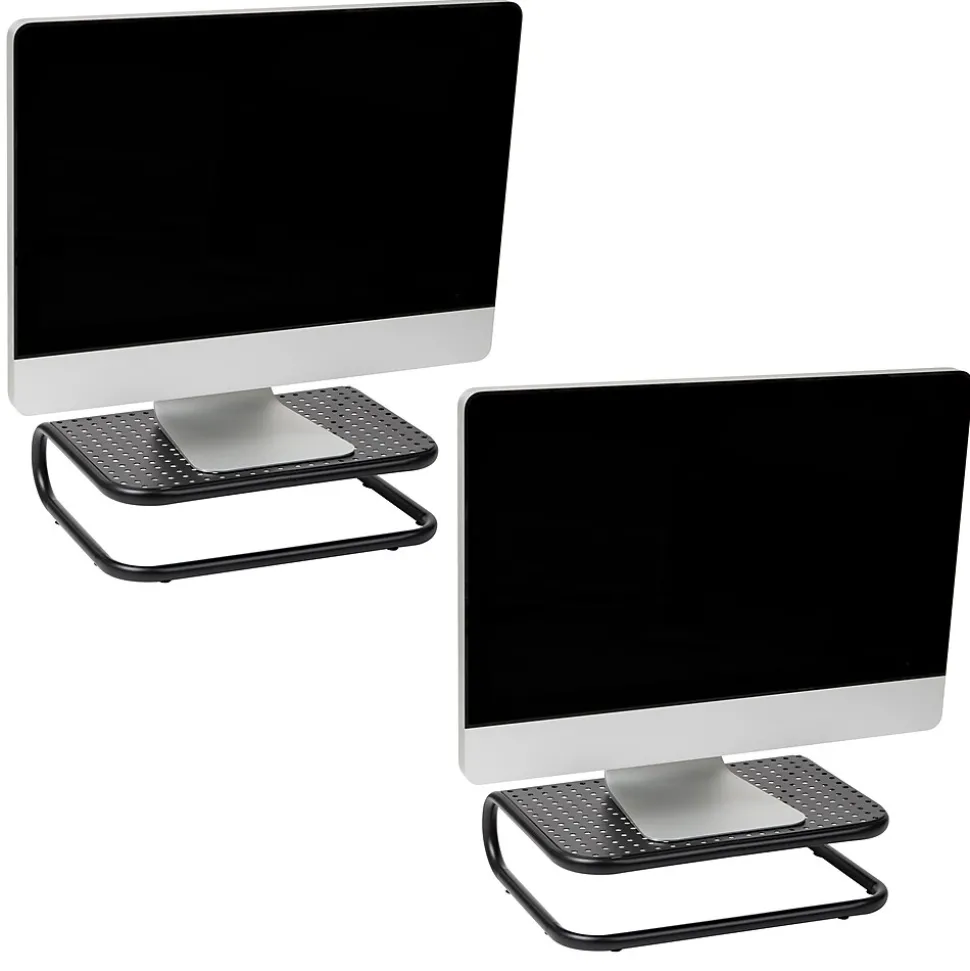 Mind Reader Monitor Stand and Ventilated Desktop Organizer, Black, 2/Pack (2CHORDMON-BLK)