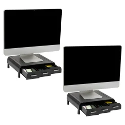 Mind Reader Monitor Stand and Desktop Organizer with 3 Storage Drawers, Black, 2/Pack (2MONSTA3D-BLK)