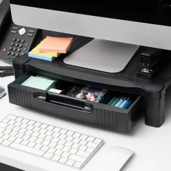 Mind Reader Monitor Stand Riser with Drawer Storage, Black (DRPLMONST-BLK)