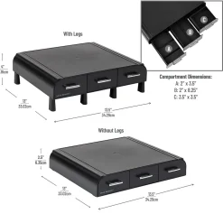 Mind Reader Monitor Stand and Desktop Organizer with 3 Storage Drawers, Black (MONSTA3D-BLK)