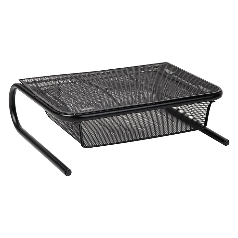 Mind Reader Monitor Stand Ventilated with Paper Tray, Black (MESHKING-BLK)
