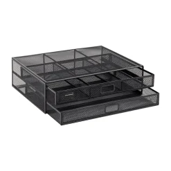 Mind Reader Monitor Stand Laptop Riser with Storage Drawer, Black (2TDMESHY-BLK)