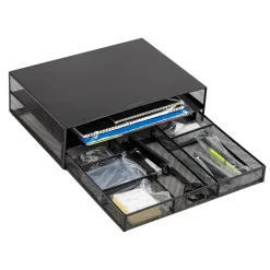 Mind Reader Monitor Stand with Office Supplies Included, Black (MONSET-BLK)