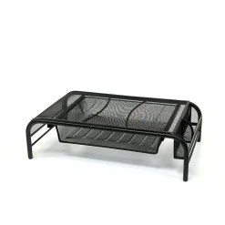 Mind Reader Monitor Stand with Paper Tray, Metal, Black (MESHMONSTA-BLK)