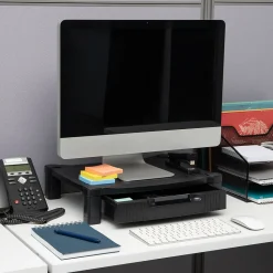 Mind Reader Monitor Stand Riser with Storage Drawer, Black (DRPLMONST-BLK)
