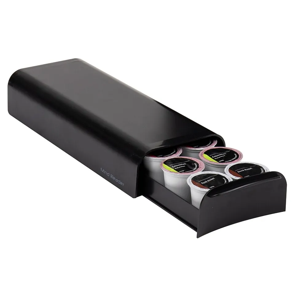 Mind Reader Plastic Coffee Pod Storage Drawer For 12-14 Capacity, Black (TRY03-BLK)