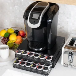 Mind Reader Plastic Coffee Pod Organizer with 2 Drawers, 72 Pod Capacity, Black (DBMTRAY-BLK)