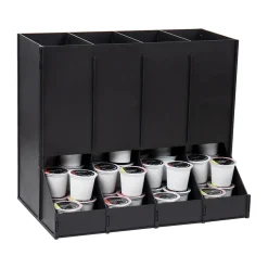 Mind Reader Plastic 4-Compartment Single Serve Coffee Pod Dispenser, 120 Pod Capacity, Black (CPODBK-BLK)