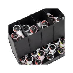 Mind Reader Plastic 4-Compartment Single Serve Coffee Pod Dispenser, 120 Pod Capacity, Black (CPODBK-BLK)