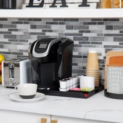 Mind Reader Plastic 7-Compartment Countertop Coffee Organizer Tray, Black (KEUTRAY-BLK)