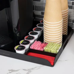 Mind Reader Plastic 7-Compartment Countertop Coffee Organizer Tray, Black (KEUTRAY-BLK)