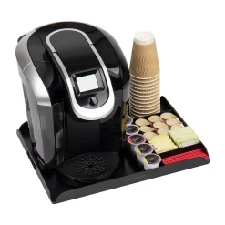 Mind Reader Plastic 7-Compartment Countertop Coffee Organizer Tray, Black (KEUTRAY-BLK)