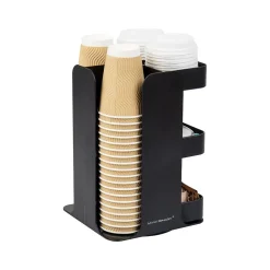 Mind Reader Plastic 8-Compartment Cup and Condiment Carousel Countertop Organizer, Black (CUPOSPIN-BLK)