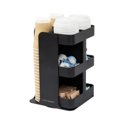 Mind Reader Plastic 8-Compartment Cup and Condiment Carousel Countertop Organizer, Black (CUPOSPIN-BLK)