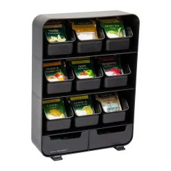 Mind Reader Plastic 11-Drawer Tea Bag Organizer, Black (TBORG-BLK)