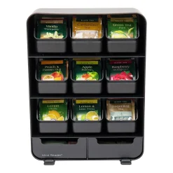 Mind Reader Plastic 11-Drawer Tea Bag Organizer, Black (TBORG-BLK)