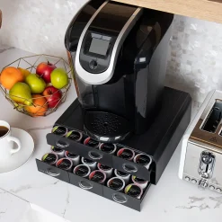 Mind Reader Plastic 2-Tier 6-Drawer Coffee Pod Storage Drawer, 72 Pod Capacity, Black (TRY6PC-BLK)