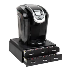 Mind Reader Plastic 2-Tier 6-Drawer Coffee Pod Storage Drawer, 72 Pod Capacity, Black (TRY6PC-BLK)