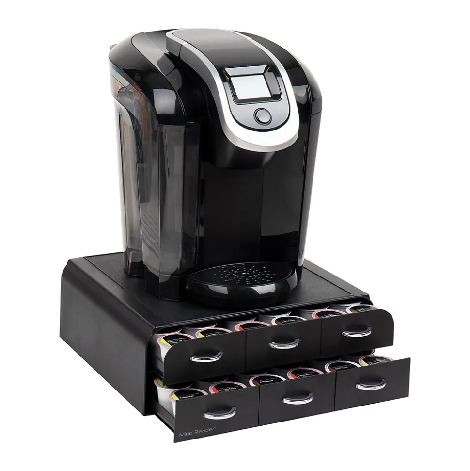 Mind Reader Plastic 2-Tier 6-Drawer Coffee Pod Storage Drawer, 72 Pod Capacity, Black (TRY6PC-BLK)