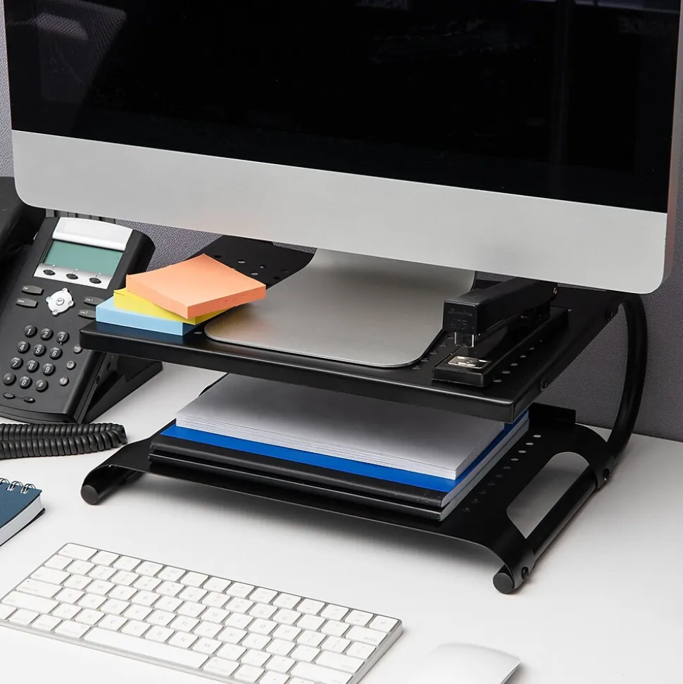 Mind Reader 2-Tier Adjustable Ventilated Monitor Stand, Black (MON2T-BLK)