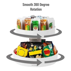 Mind Reader 2-Tier Plastic Lazy Susan Coffee Countertop Organizer, White (SNACKCAR-WHT)