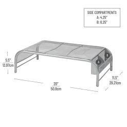Mind Reader Ventilated Monitor Stand with Side Storage, Silver (MESHM-SIL)