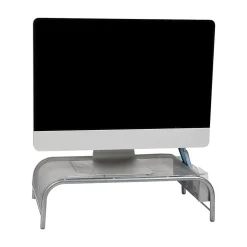 Mind Reader Ventilated Monitor Stand with Side Storage, Silver (MESHM-SIL)