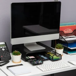 Mind Reader Ventilated Monitor Stand, Metal, Black (MONMESH-BLK)