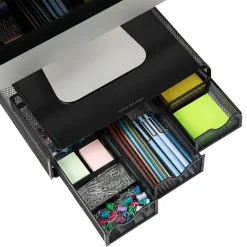 Mind Reader Ventilated Monitor Stand, Metal, Black (MONMESH-BLK)