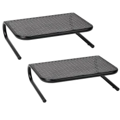 Mind Reader Ventilated Monitor Stand, Holds up to 44 lbs., Metal, Black, 2/Pack (2METMONST-BLK)