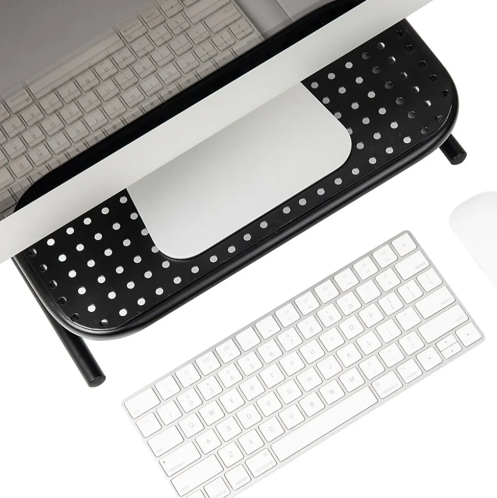 Mind Reader Ventilated Monitor Stand, Holds up to 44 lbs., Metal, Black, 2/Pack (2METMONST-BLK)