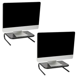 Mind Reader Ventilated Monitor Stand, Holds up to 44 lbs., Metal, Black, 2/Pack (2METMONST-BLK)