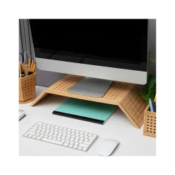 Mind Reader Ventilated Monitor Stand, Light Brown (LATMON-BRN)