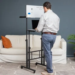 Mind Reader 21"W Adjustable Standing Whiteboard Desk, Black (SDWBOARD-BLK)