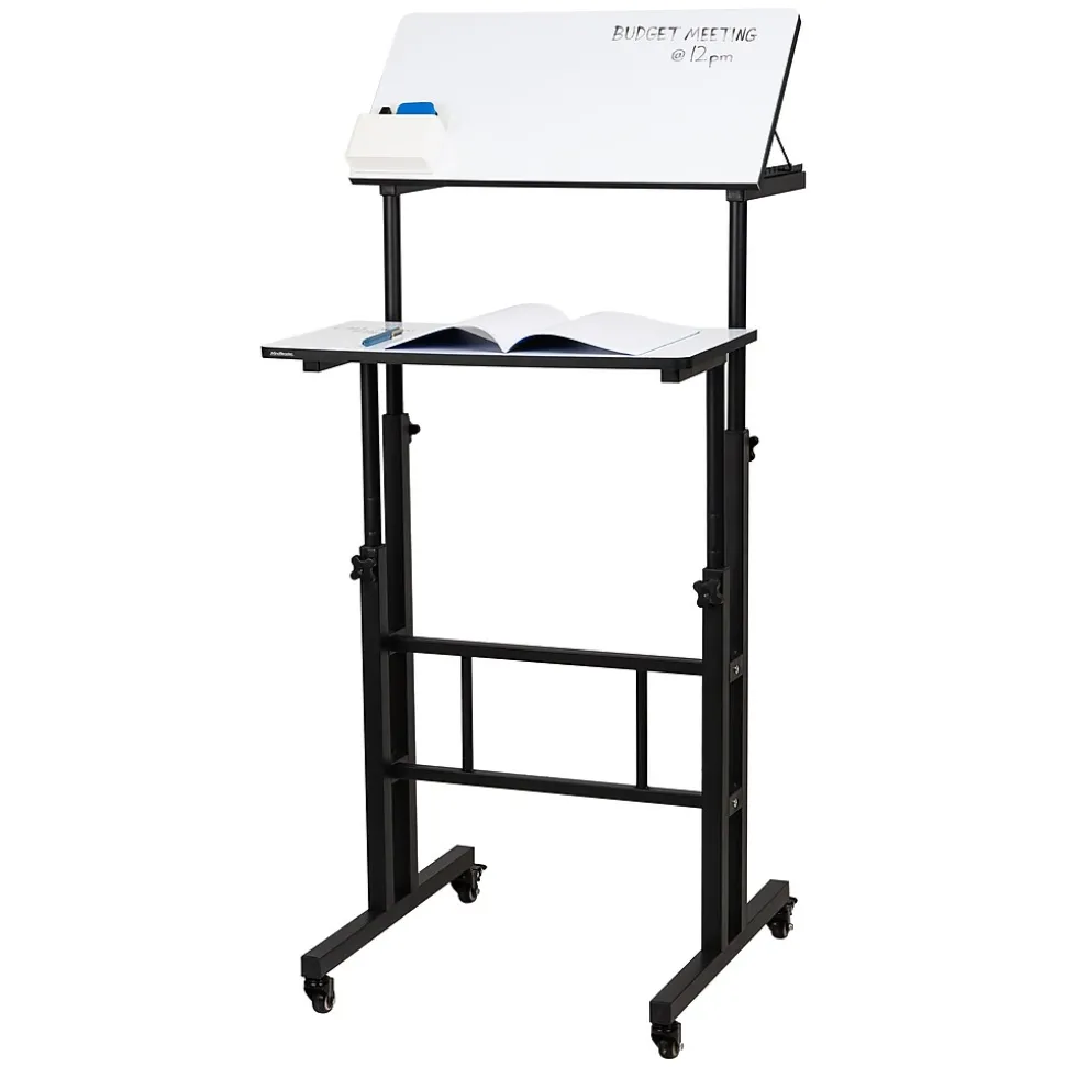 Mind Reader 21"W Adjustable Standing Whiteboard Desk, Black (SDWBOARD-BLK)