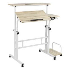 Mind Reader Woodland Collection 21"W Manual Adjustable Standing Desk, White (SDROLLXL-WHT)