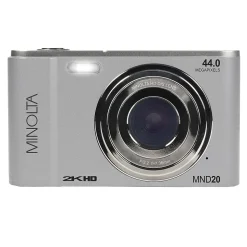 Minolta 44 MP Digital 2.7K Quad HD Camera, 16x Digital Zoom, Silver (MND20-S)