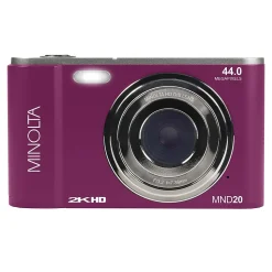 Minolta 44 MP/2.7K Quad HD Digital Camera with 16x Digital Zoom, Magenta (MND20-M)