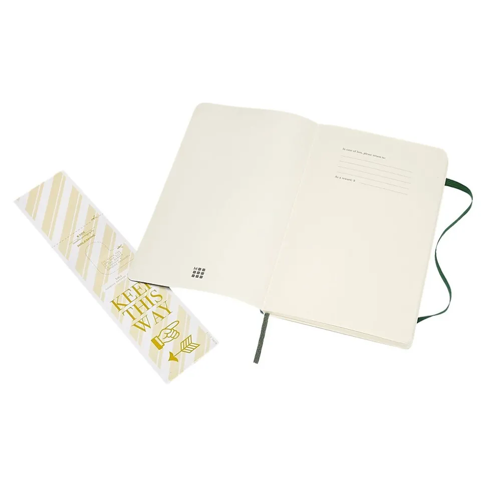 Moleskine Classic Pocket Notebook, 5" x 8.25", Wide Ruled, 120 Sheets, Green (629063)