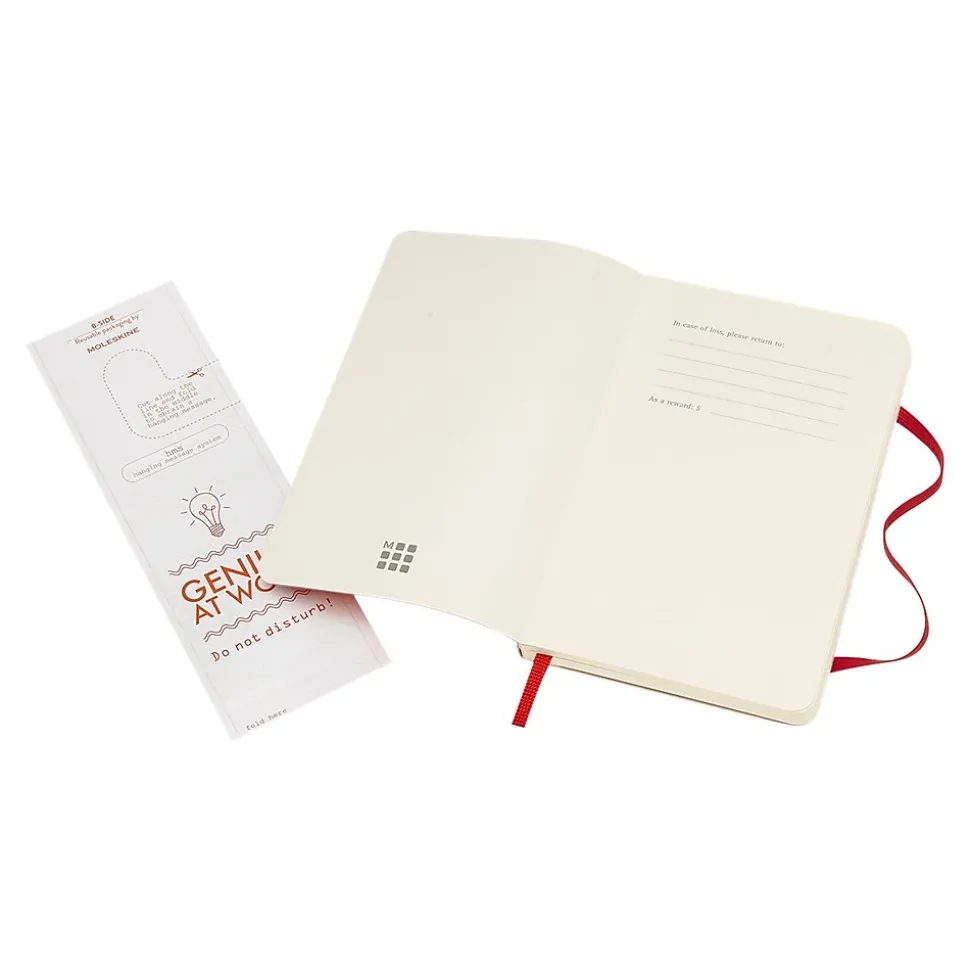 Moleskine Classic Professional Notebook, 3.5" x 5.5", Wide Ruled, 96 Sheets, Scarlet Red (854597)