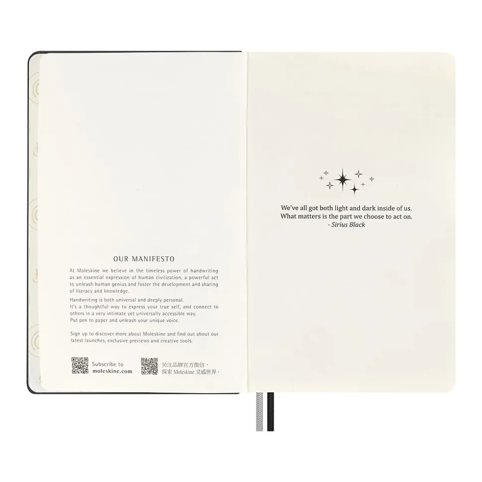 Moleskine Harry Potter Lumos Limited Edition Notebook, 5" x 8.25", Narrow-Ruled, Black/White (LEHP23QP060LUM)
