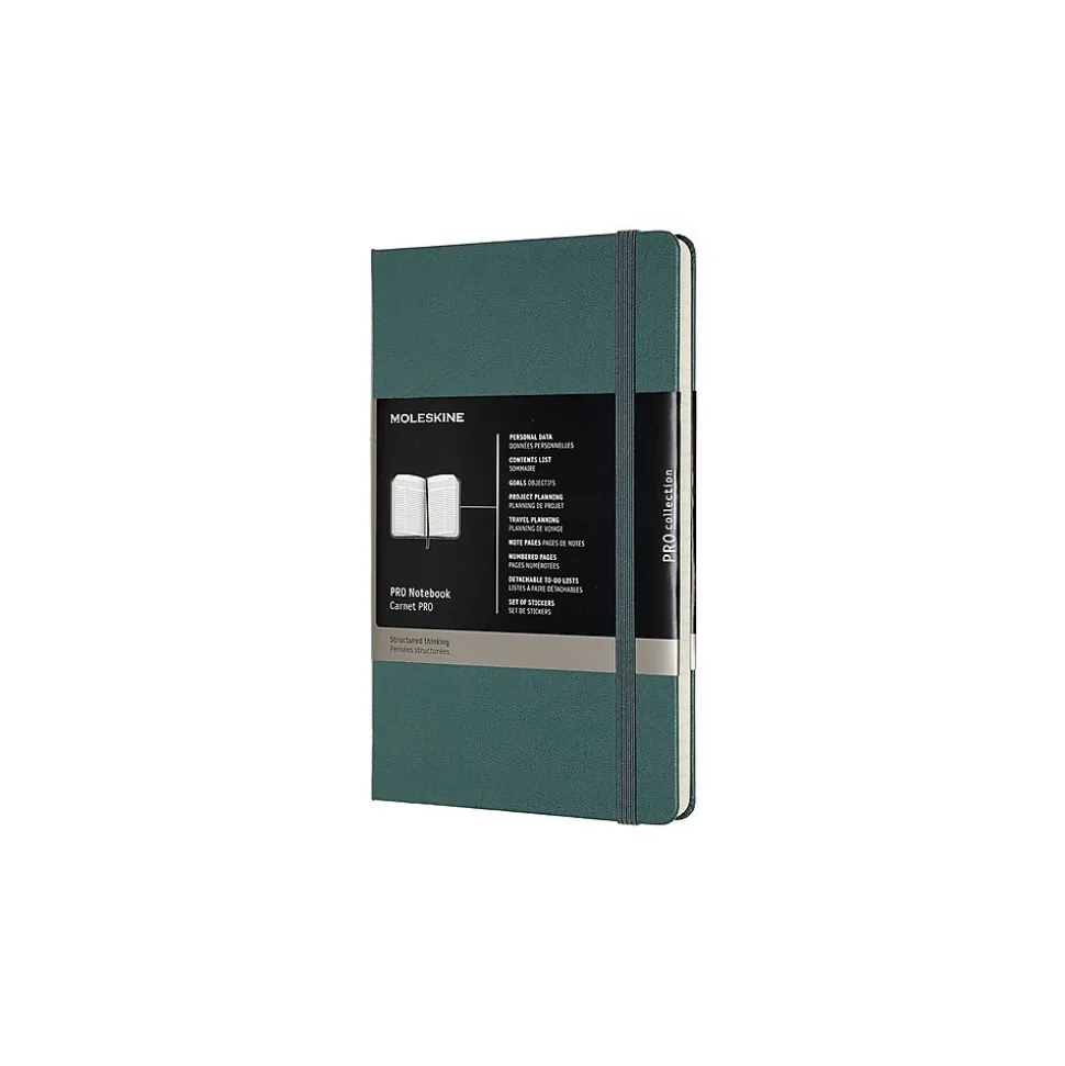 Moleskine Pro Large Professional Notebooks, 5" x 8.25", Narrow Ruled, Green (620763)