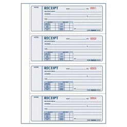 Money Receipt Forms, Carbonless, 3 Part, Hard Cover, 2-3/4