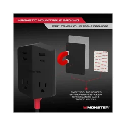Monster 2-Outlet 4-USB Port Power Strip, 6', Black (2MNAC0327B0L2)