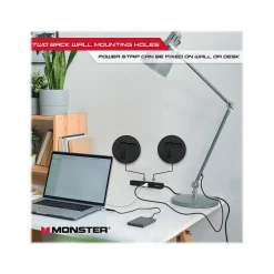 Monster 4-Outlet 2-USB Port Surge Protector, 6', Black/Red (2MNAC0947B0L2)